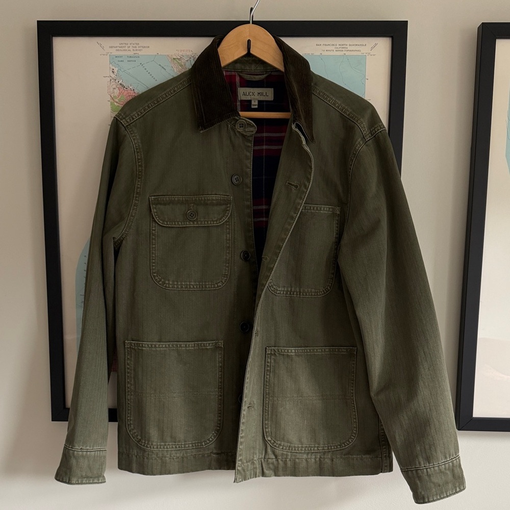 Alex Mill Cotton Herringbone Work Jacket - Green